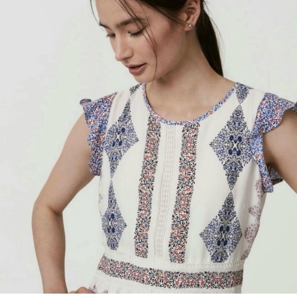 Loft Midi Flutter Sleeve Dress, Size Small - Picture 5 of 11